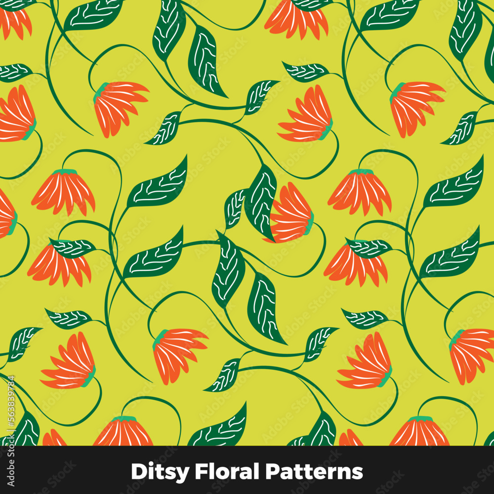 Naklejka premium Free vector colorful ditsy floral print background