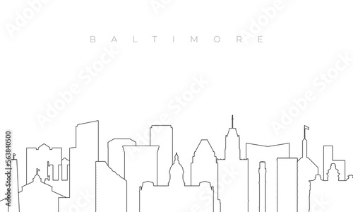 Outline Baltimore skyline. Trendy template with Baltimore buildings and landmarks in line style. Stock vector design.