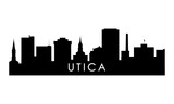 Utica skyline silhouette. Black Utica city design isolated on white background.