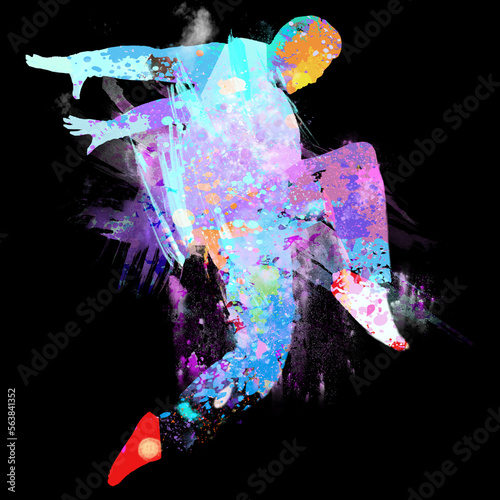 Watercolor Dancer drawing, silhouette of a dancing person, Watercolor dancing man, Hiphop dance, Break Dance