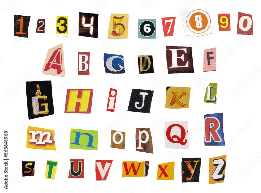 Magazine and Newspaper Cutout Letters Numbers Magazine and Newspaper Cutout Letters Numbers