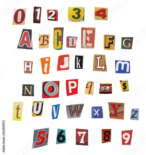 Magazine and Newspaper Cutout Letters Numbers