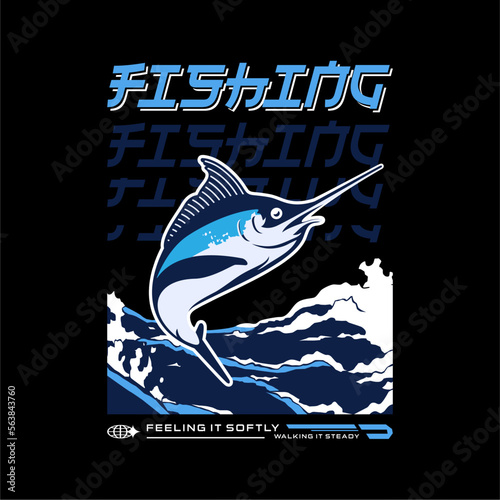 Swordfish vector illustration for printed t-shirt streetwear clothing