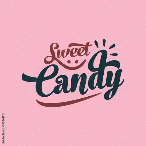 Sweet candy typography quote lettering slogans in hand drawn style. Embossed tape and brush calligraphy. Vector