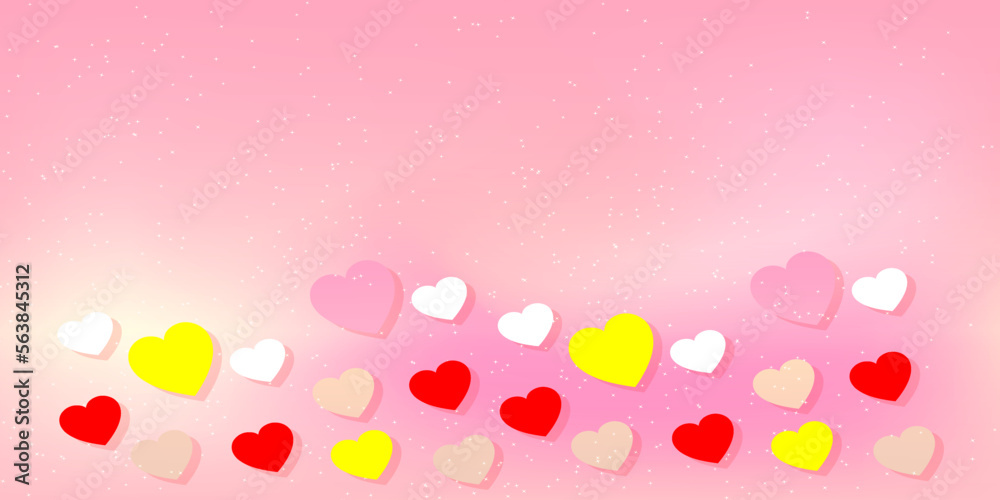 Colorful LOVE icon on gradient pink background