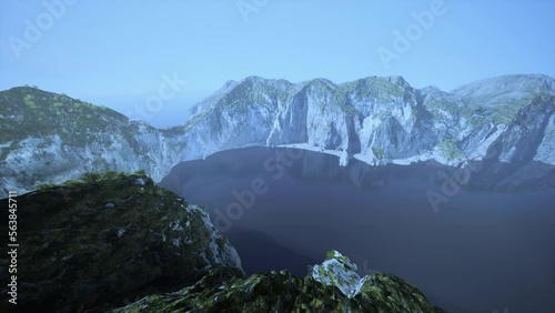 Aerial view of the beautiful cliffs in the sea photo