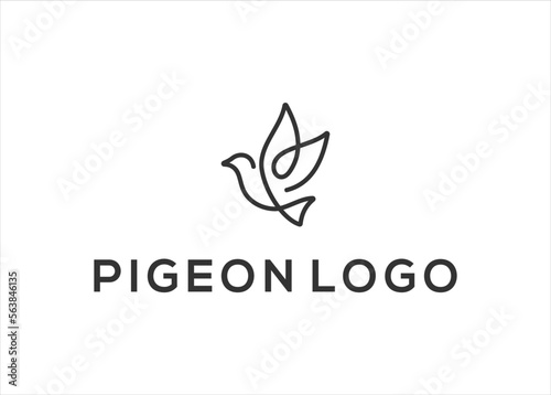 Creative Pigeon dove line logo design template	