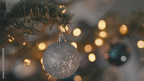 ornament, christmas, tree, light, eveningm nightm no people, abstract, holiday, celebration, decoration, brightm city, town, village, gold, silver, winter, contemporary, real time, move, branch, bough photo