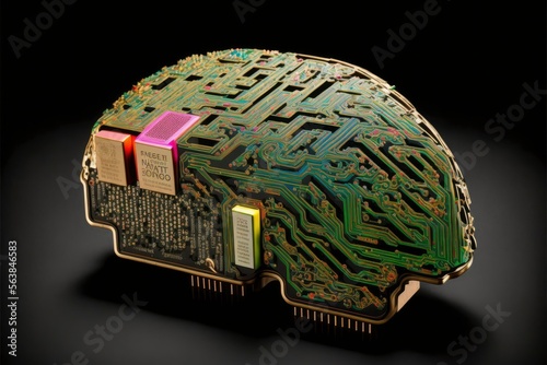 brain made from electronic circuit boards and electronics components photo