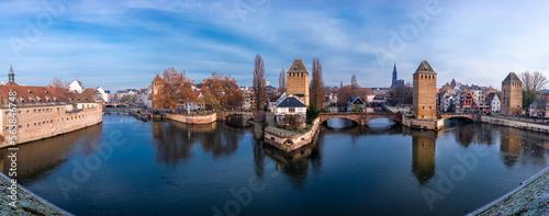 The Ponts Couverts are a set of 3 bridges and 4 towers that make up a defensive work erected in the 13th century on the River Ill in Strasbourg, France. Classified as a Monument historique since 1928.