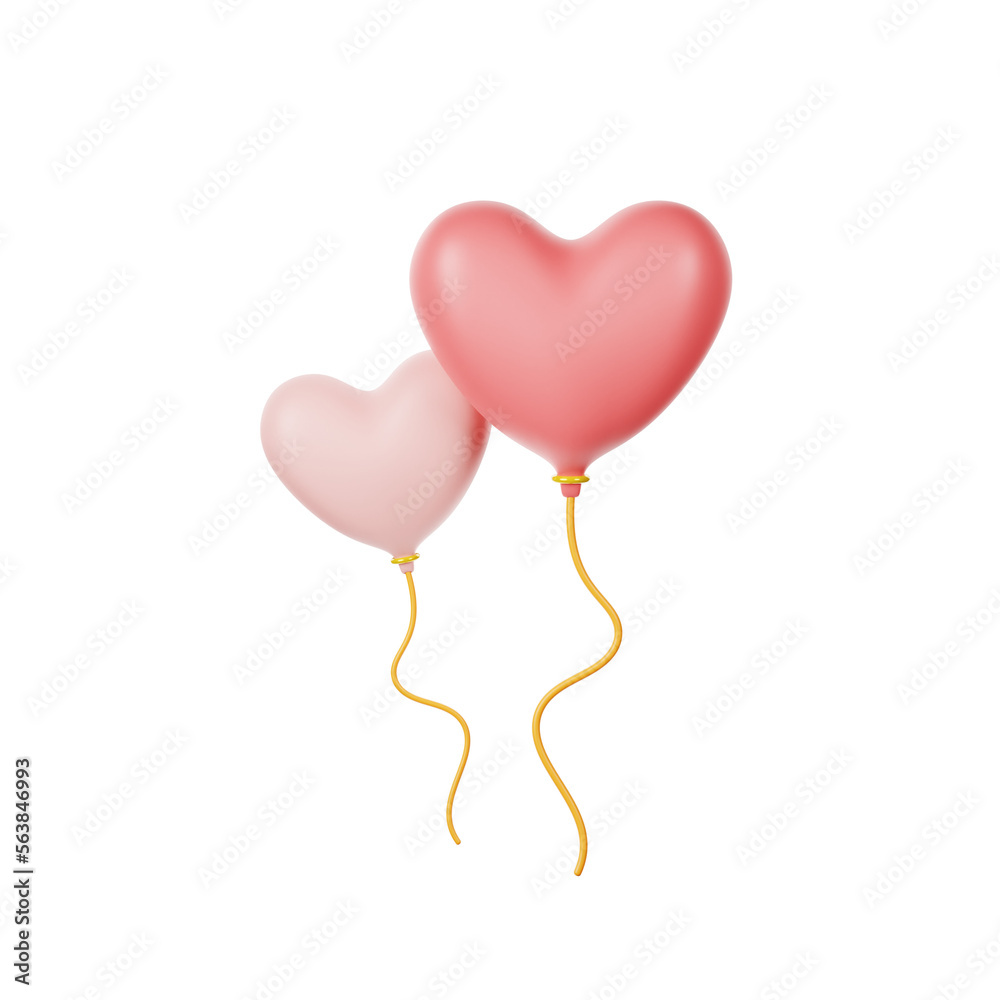 valentine heart baloon 3d Illustration