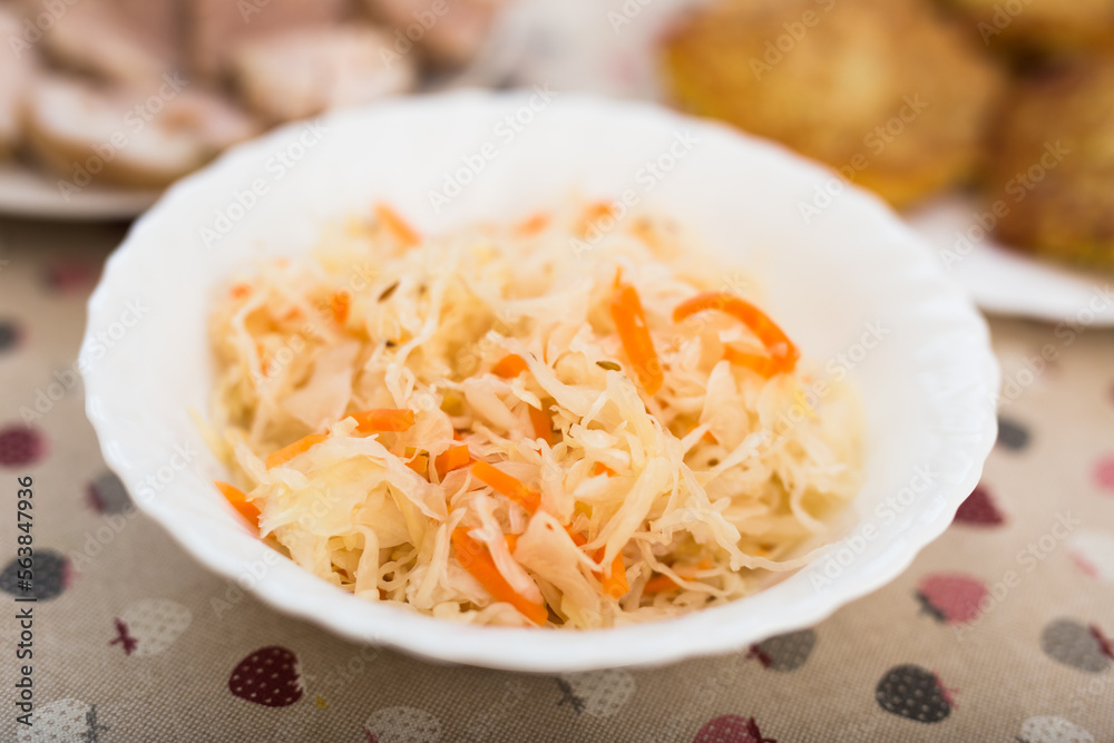 appetizing crispy sauerkraut in bowl plate appetizing crispy sauerkraut in bowl plate