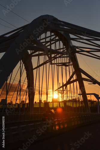 Netherlands, North Holland, Amsterdam, Enneus Heerma Bridge at sunset photo