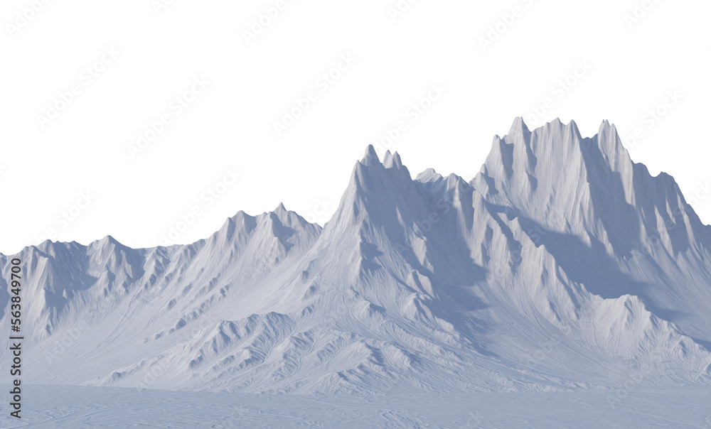 Obraz premium 3d render trees and mountains during winter