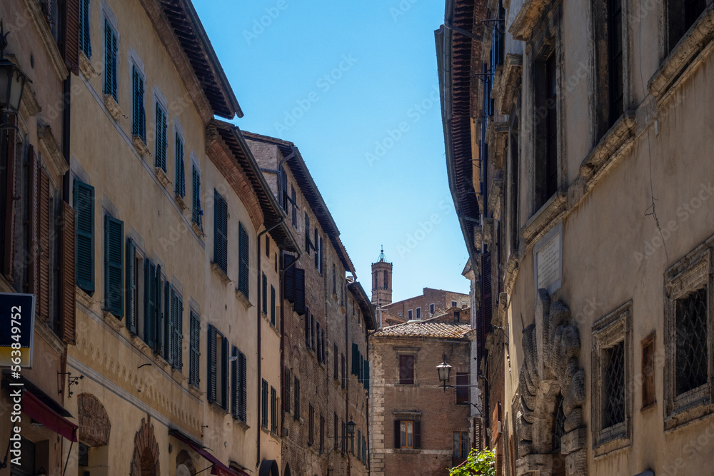 Italy, Tuscany, Montepulciano, Old town houses in summer Italy, Tuscany, Montepulciano, Old town houses in summer