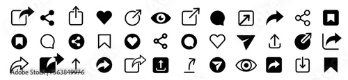 Share icons set. Arrow symbol. Share arrow, link, connection icon. Icons share. Social media button. Vector illustration