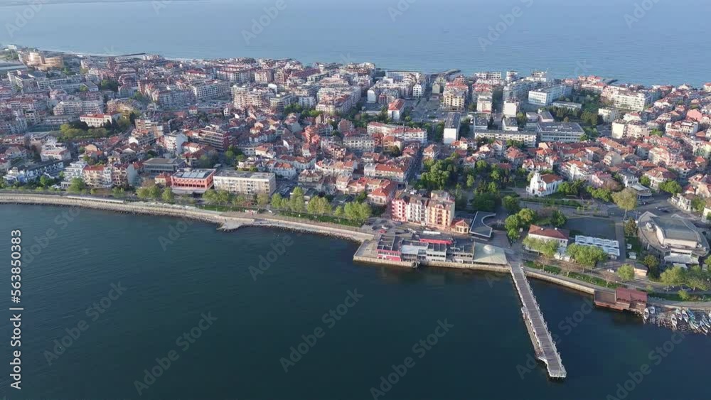 View from a height of the city of Pomorie, which is located on the peninsula of Bulgaria and is washed by the Black Sea View from a height of the city of Pomorie, which is located on the peninsula of Bulgaria and is washed by the Black Sea