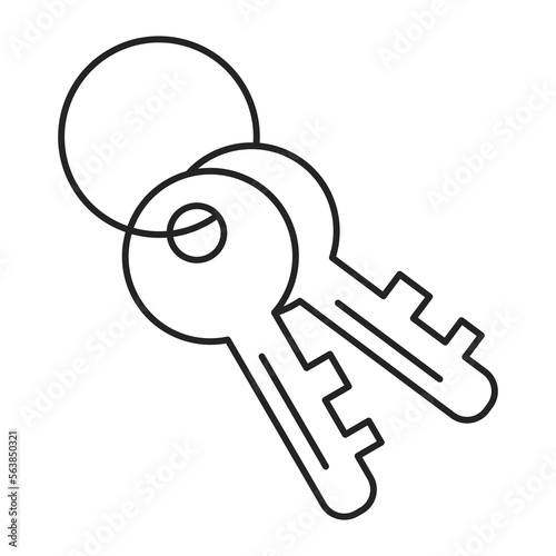 Keys icon vector isolated. Simple symbol of two keys from the apartment or house. Concept of safety and protection.