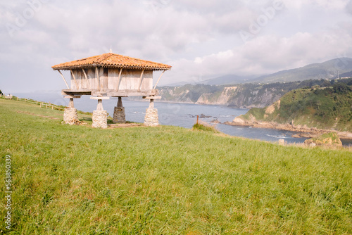 Landscape with horreo in front of sky