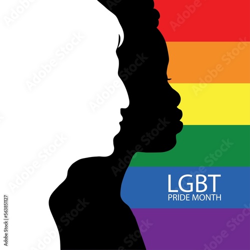 LGBT Pride Month.Lesbian Gay Bisexual Transgender. Rainbow LGBT flag