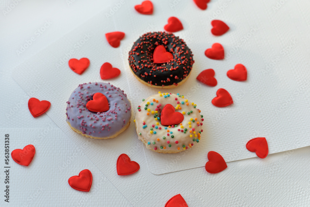Colorful donuts and a heart. Colorful donuts and a heart.
