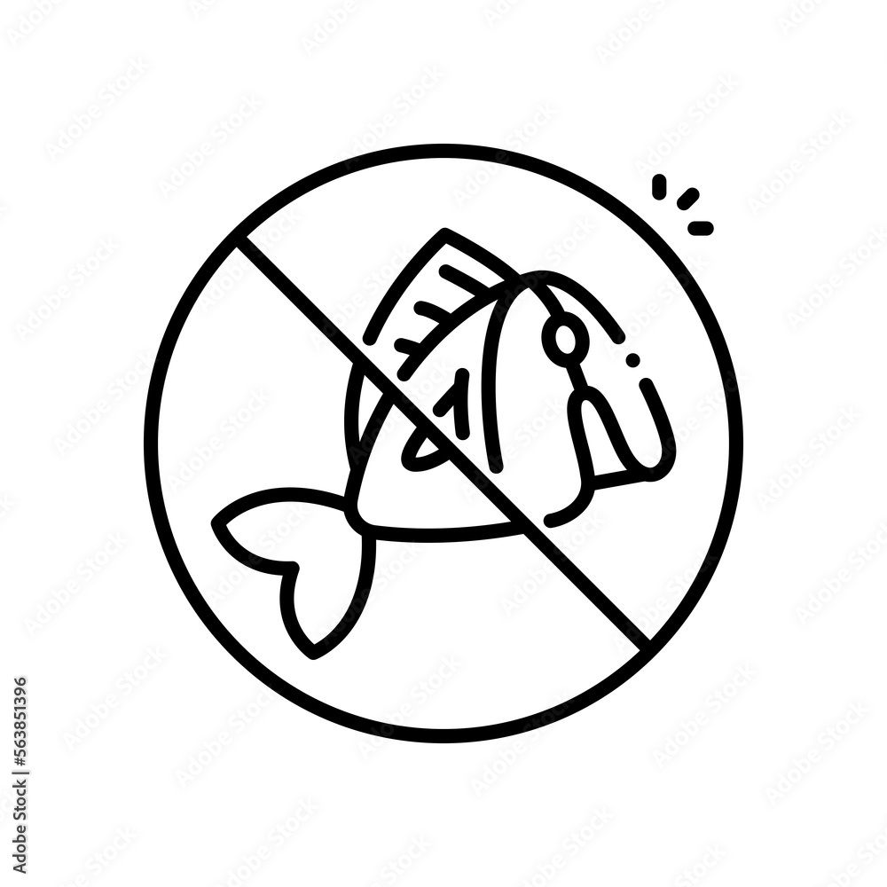 No fish vector icon blue outline style No fish vector icon blue outline style