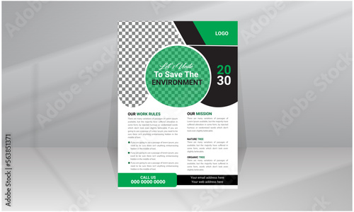 Save the Green Nature Environment A4 size Flyer template design