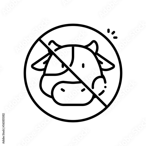 No cow meat vector icon blue outline style