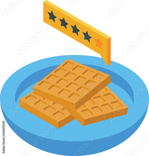 Waffle review icon isometric vector. Food critic. Restaurant critic
