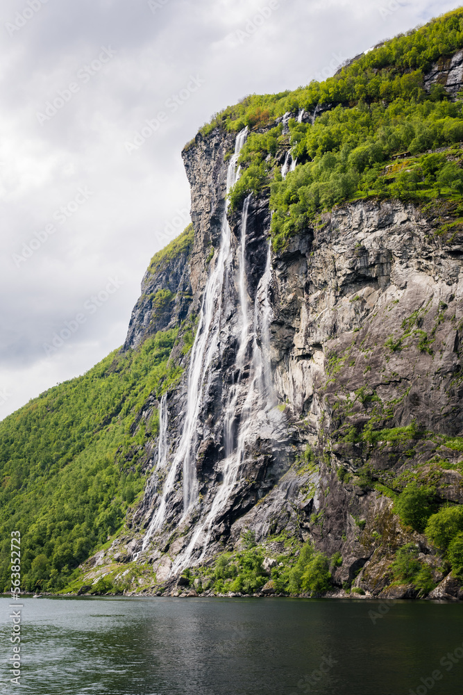 Seven sisters waterfall at famous Geiranger fjord in Norway Seven sisters waterfall at famous Geiranger fjord in Norway
