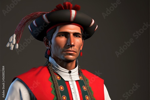 Foto Beautiful male from Chile in traditional clothes, created with generative ai