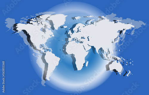 World map white futuristic style, moonlight background 