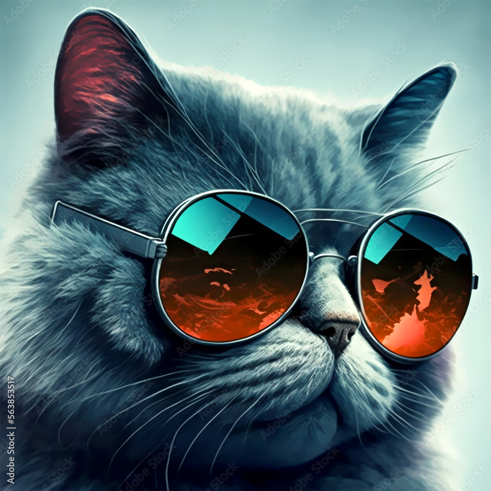 Coole Katze mit Sonnenbrille generative ai