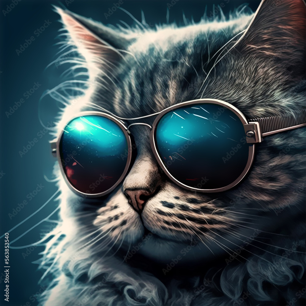 Cool cat with sunglasses generative ai