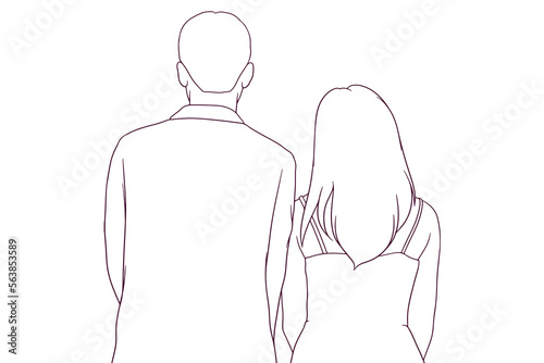 couple standing together hand drawn style vector illustration