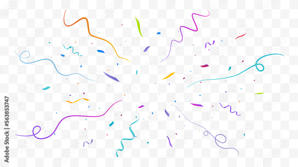 Confetti Background. Festive Backdrop. Party Design With Colorful Confetti. Vector Illustration - obrazy, fototapety, plakaty 