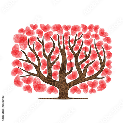 Abstract heart fingerprint tree silhouette square