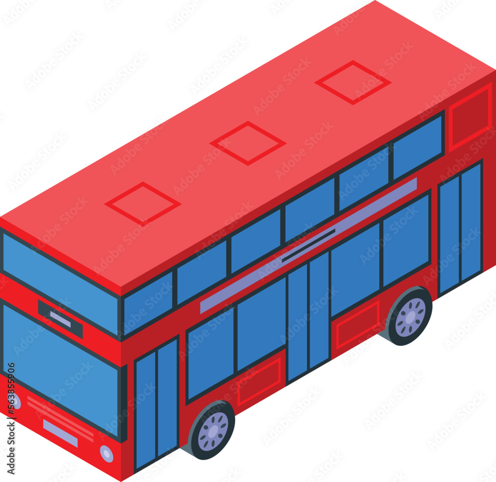 English bus icon isometric vector. London cab. Old tour English bus icon isometric vector. London cab. Old tour