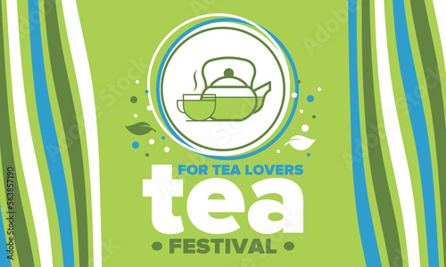 Tea Festival. For tea lovers. Event for professionals in the tea industry. Tea ceremony. Delicious leaf tea. Cafes and restaurants. Trainings for baristas from staff schools. Creative Illustration