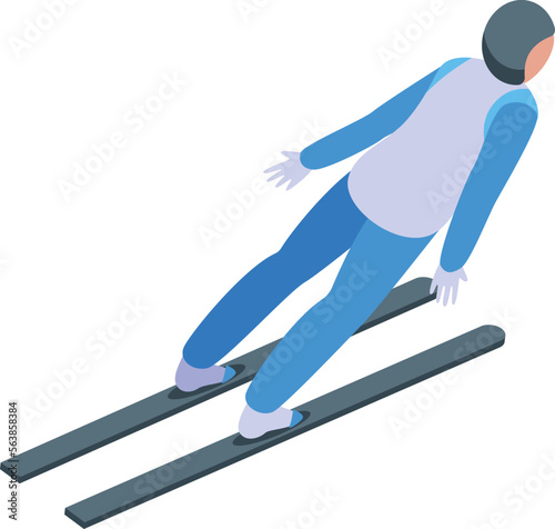 Mountain ski jumping icon isometric vector. Winter jump. Ski sport