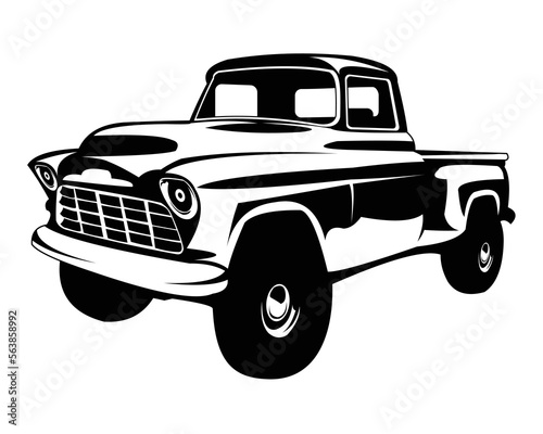 1950s chevy truck silhouette logo. vector perimium truck design. Best for emblem concept badges, industrial trucks.