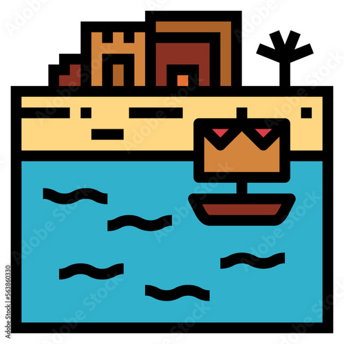 nile river filled outline icon style