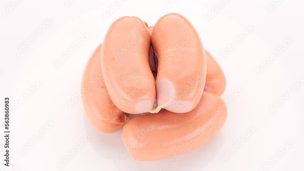 Sausages isolated on white background, rotating Sausages isolated on white background, rotating
