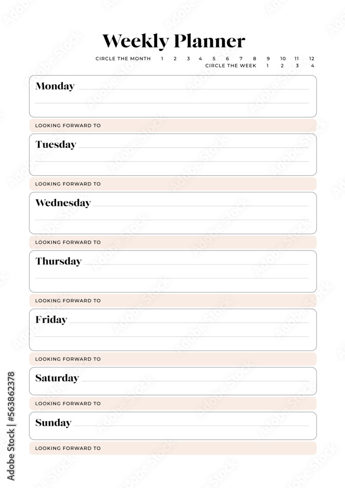 Weekly Planner, Weekly Organizer, Printable Weekly Kit, Digital Planner ...