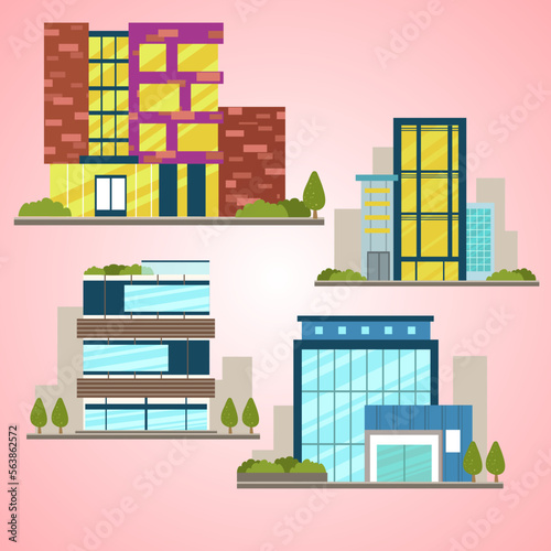 house city isometric architecture illustration building