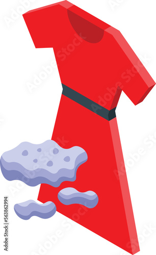 Red cotton dress icon isometric vector. Soft fabric. Natural material