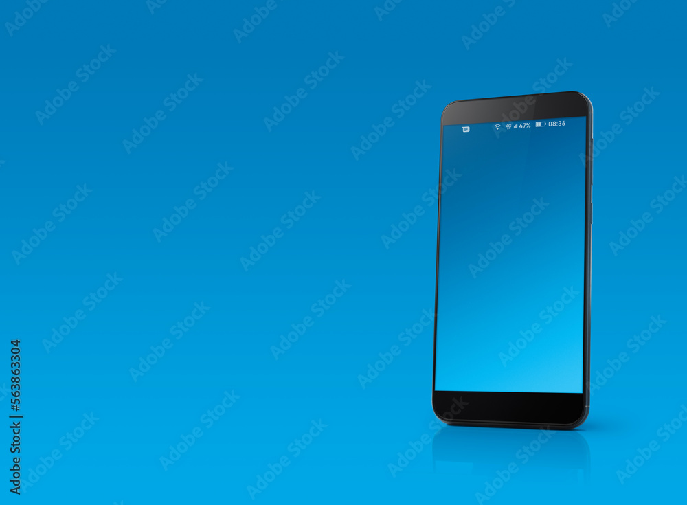 Smartphone with blank screen on colored background Smartphone with blank screen on colored background