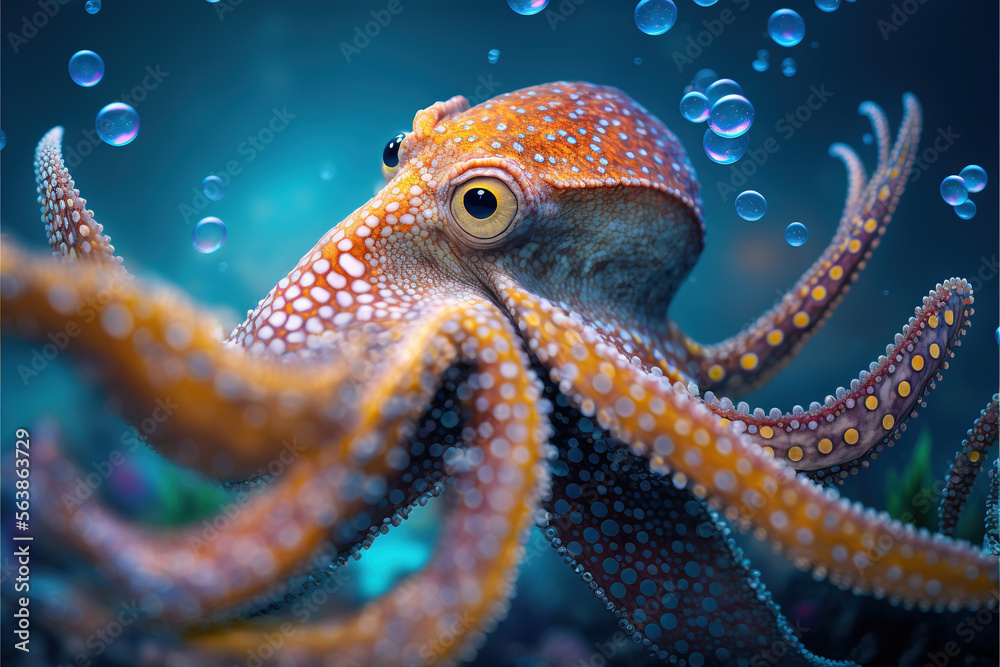 octopus in the deep sea, Generative AI octopus in the deep sea, Generative AI