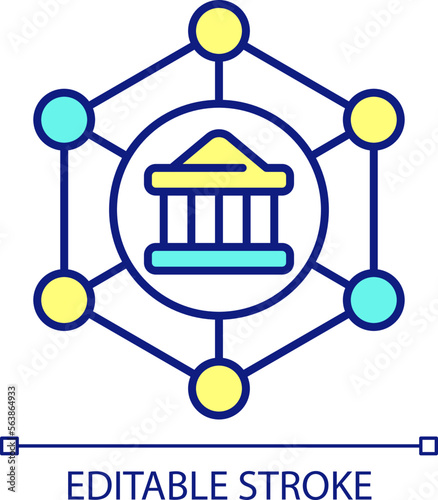 Multilateral netting RGB color icon. Banking and investment. Financial management. Bank and treasury service. Isolated vector illustration. Simple filled line drawing. Editable stroke