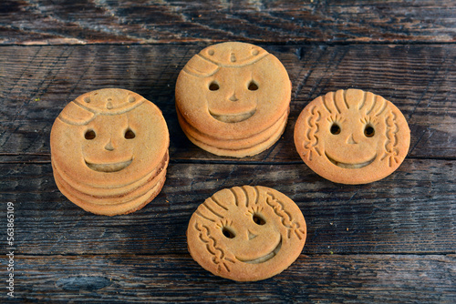 Round cookies with funny faces